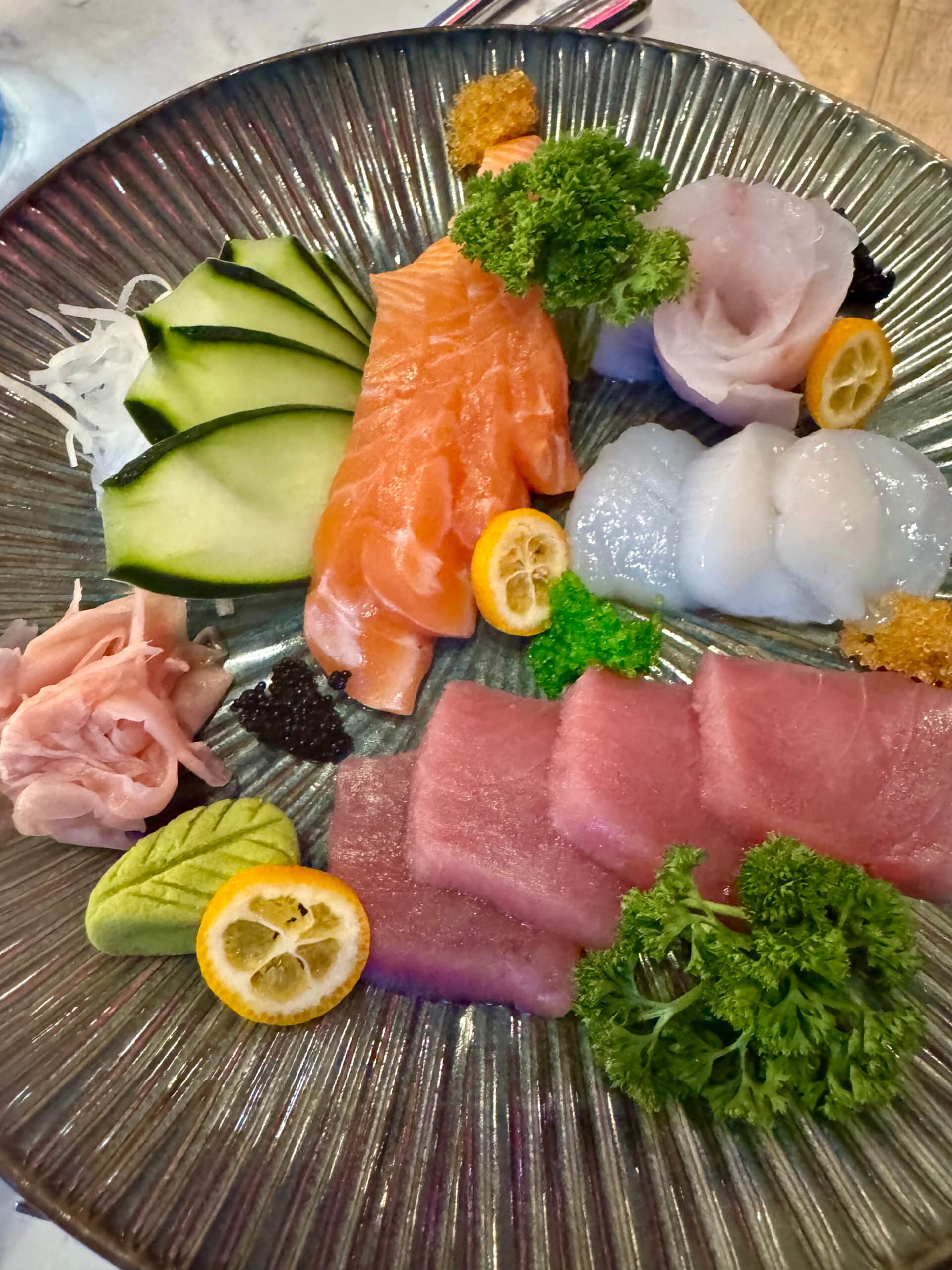 Sushi plate from the terrace cafe and restaurant.