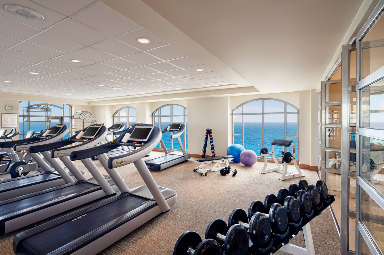 The gym at the JW Marriott Cancun.